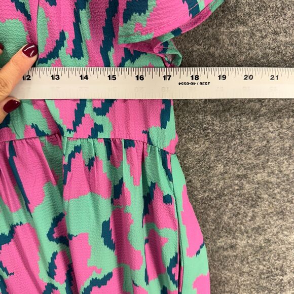 Umgee Dress Women S Small Blue Animal Print Shift Midi V-Neck Short Sleeve - Picture 6 of 8